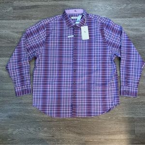 Tommy Bahama Purple Lazlo Plaid Silk Blend Long Sleeve Button Up Shirt XL NWT